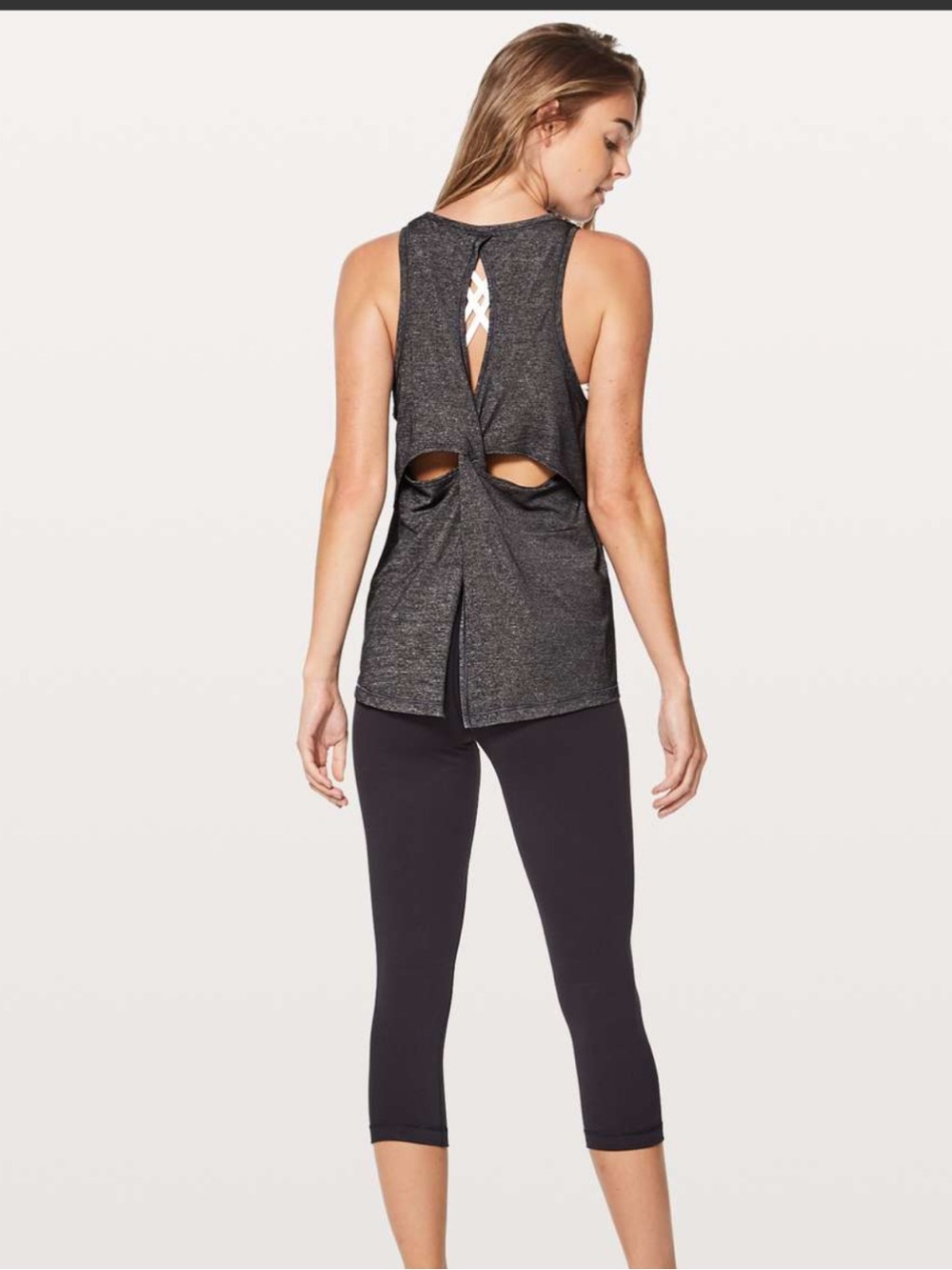 LULULEMON Hold & Let Flow Tank in 
Heathered Black sz 4 (see measurements)